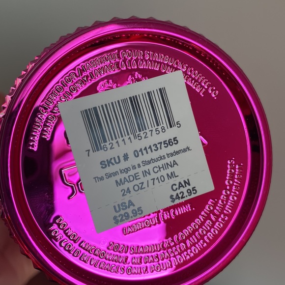 Starbucks 2022 Holiday NWT Metallic Pink Venti Tumbler - Picture 4 of 4